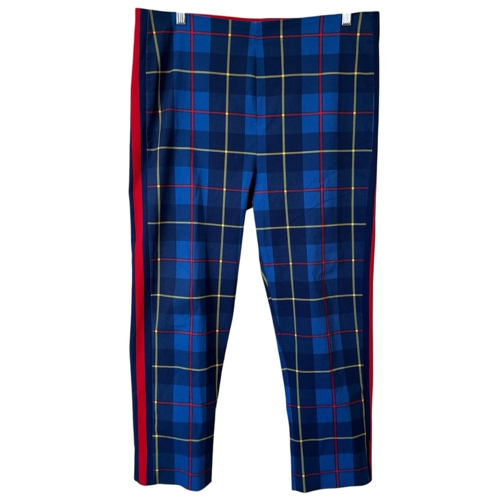 Gretchen Scott GripeLess Pull On Pant - Plaidly Cooper - Blue Multi